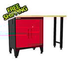 Armadillo Tough Red 2-Piece Garage Cabinet Set with Levelers