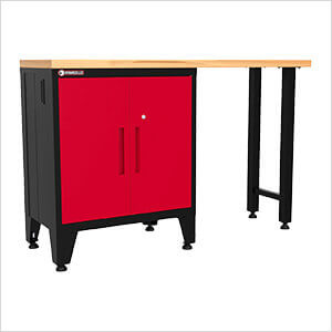 Red 2-Piece Garage Cabinet Set with Levelers