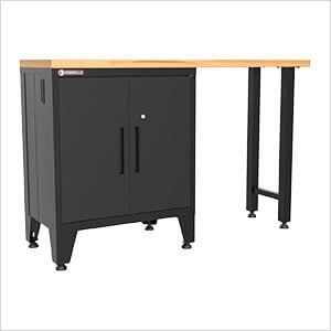 Black 2-Piece Garage Cabinet Set with Levelers