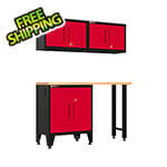 Armadillo Tough Red 4-Piece Garage Cabinet Set with Levelers