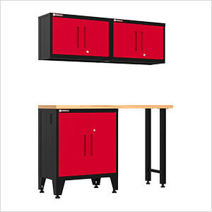 Red 4-Piece Garage Cabinet Set with Levelers