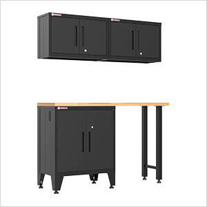 Black 4-Piece Garage Cabinet Set with Levelers