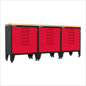 Red 4-Piece Garage Cabinet Set with Levelers