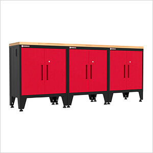 Red 4-Piece Garage Cabinet Set with Levelers