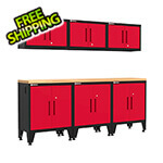 Armadillo Tough Red 7-Piece Garage Cabinet Set with Levelers