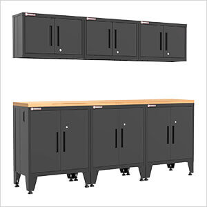 Black 7-Piece Garage Cabinet Set with Levelers