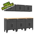 Armadillo Tough Black 7-Piece Garage Cabinet Set with Levelers