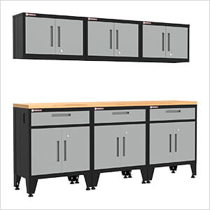 Grey 7-Piece Garage Cabinet Set with Levelers