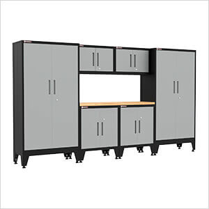 Grey 7-Piece Garage Cabinet Set with Levelers