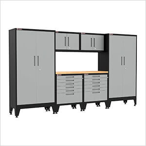 Grey 7-Piece Garage Cabinet Set with Levelers