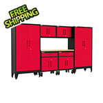 Armadillo Tough Red 7-Piece Garage Cabinet Set with Levelers and Casters