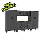 Armadillo Tough Black 7-Piece Garage Cabinet Set with Levelers and Casters