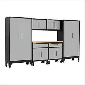 Grey 7-Piece Garage Cabinet Set with Levelers and Casters