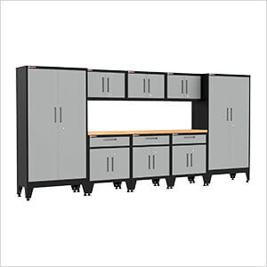 Grey 9-Piece Garage Cabinet Set with Levelers