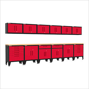 Red 14-Piece Garage Cabinet Set with Levelers