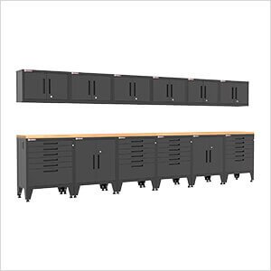 Black 14-Piece Garage Cabinet Set with Levelers