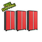 NewAge Garage Cabinets 3 x BOLD Series 42-Inch Red Locker