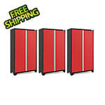 NewAge Garage Cabinets 3 x BOLD Series 48-Inch Red Locker