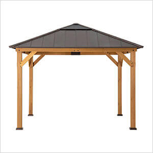 11 x 11 Cedar Framed Gazebo with Steel Hip Roof and Skylight (Brown Roof)
