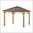11 x 11 Cedar Framed Gazebo with Steel Hip Roof and Skylight (Brown Roof)
