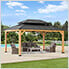12 x 16 Wooden 2-Tier Aluminum Hardtop Gazebo with Ceiling Hook (Black Roof)