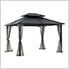 10 x 12 Black Steel Hardtop Gazebo with Hook and Netting