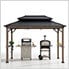 8 x 12 Grill Gazebo with Electrical Outlets and Shelves (Brown)
