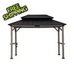 Sunjoy Group 8 x 12 Grill Gazebo with Electrical Outlets and Shelves (Black)