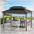 8 x 12 Grill Gazebo with Solar Power and Shelves (Brown)