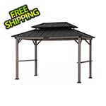 Sunjoy Group 8 x 12 Grill Gazebo with Solar Power and Shelves (Black)