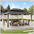 12 x 16 Steel Gazebo with 2-Tier Roof Hardtop Gazebo with Ceiling Hook and Netting