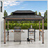 8 x 12 Wooden Grill Gazebo with AC Power Ports and Shelves (Brown)