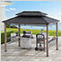 8 x 12 Wooden Grill Gazebo with AC Power Ports and Shelves (Brown)