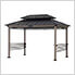 8 x 12 Wooden Grill Gazebo with AC Power Ports and Shelves (Black)