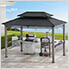 8 x 12 Wooden Grill Gazebo with AC Power Ports and Shelves (Black)