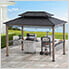 8 x 12 Wooden Grill Gazebo with DC Solar Power and Shelves (Brown)