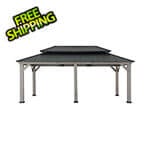 Sunjoy Group 12 x 20 Cedar Framed Gazebo with 2-Tier Aluminum Hardtop Roof (Black Roof)