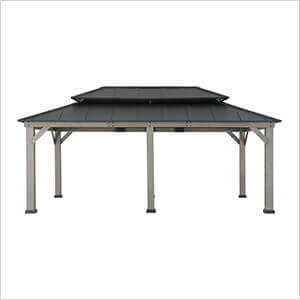 12 x 20 Cedar Framed Gazebo with 2-Tier Aluminum Hardtop Roof (Black Roof)