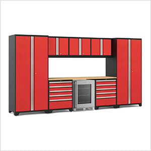 PRO Series Red 9-Piece Set with Bamboo Top