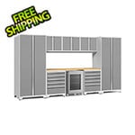 NewAge Garage Cabinets PRO Series Platinum 9-Piece Set with Bamboo Top