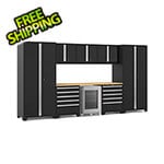 NewAge Garage Cabinets PRO Series Black 9-Piece Set with Bamboo Top