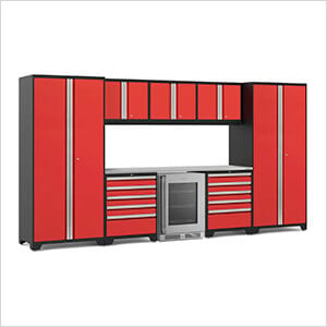 PRO Series Red 9-Piece Set with Stainless Steel Top