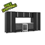NewAge Garage Cabinets PRO Series Black 9-Piece Set with Stainless Steel Top