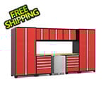 NewAge Garage Cabinets PRO Series Red 9-Piece Set with Bamboo Top