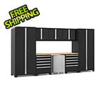 NewAge Garage Cabinets PRO Series Black 9-Piece Set with Bamboo Top
