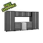 NewAge Garage Cabinets PRO Series Grey 9-Piece Set with Stainless Steel Top