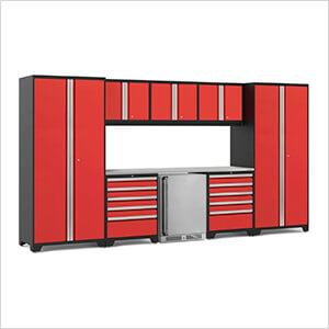 PRO Series Red 9-Piece Set with Stainless Steel Top