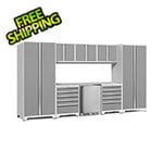 NewAge Garage Cabinets PRO Series Platinum 9-Piece Set with Stainless Steel Top