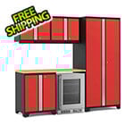 NewAge Garage Cabinets PRO Series Red 6-Piece Set with Bamboo Top