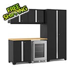 NewAge Garage Cabinets PRO Series Black 6-Piece Set with Bamboo Top
